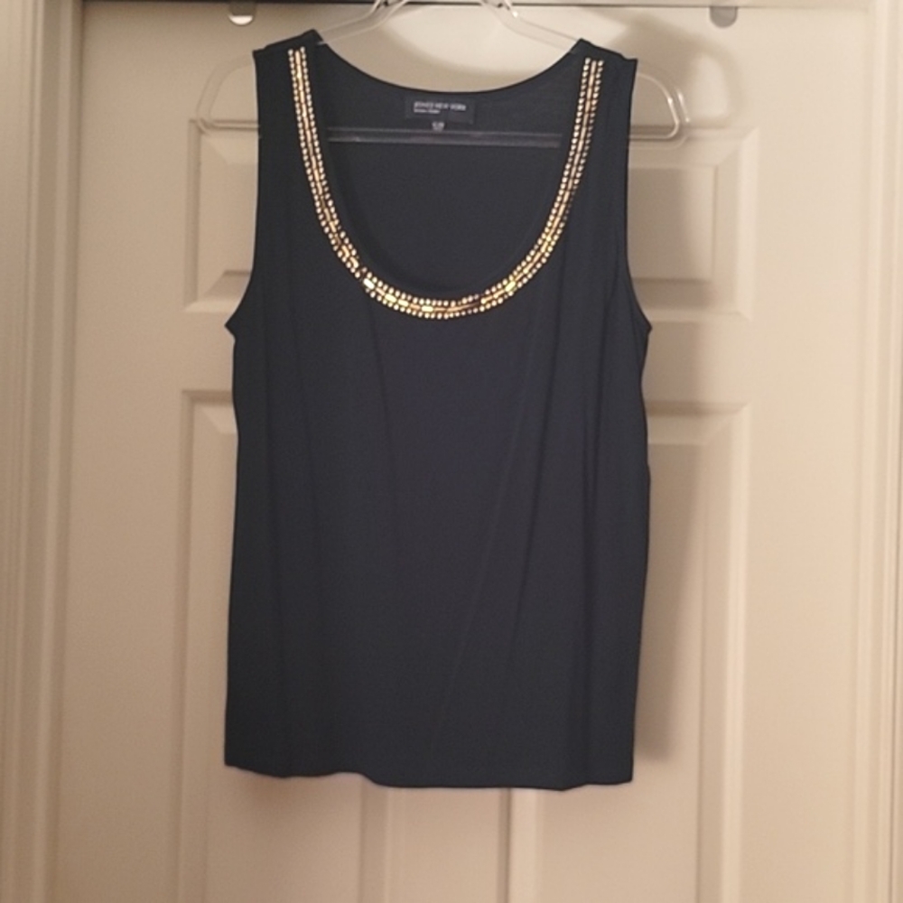 Jones New York Signature Navy Sleeveless Tank Top w/Matching Cardigan EUC XL - Picture 3 of 7